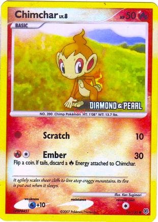 'Pokemon - 'Chimchar 076/130  - Reverse Holofoil Burger King Promos - Promo