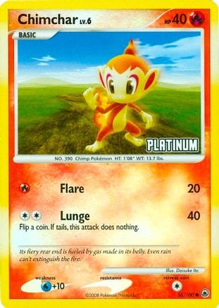 'Pokemon - 'Chimchar 056/100  - Reverse Holofoil Burger King Promos - Promo