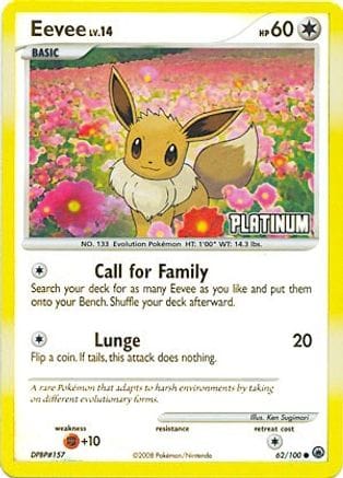 'Pokemon - 'Eevee 062/100  - Reverse Holofoil Burger King Promos - Promo