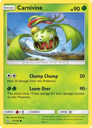 'Pokemon - 'Carnivine 012  SM  Ultra Prism - Common