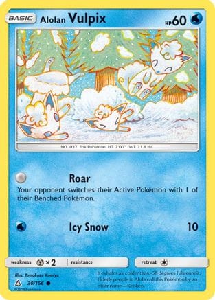 'Pokemon - 'Alolan Vulpix 030/156  - Reverse Holofoil SM  Ultra Prism - Common