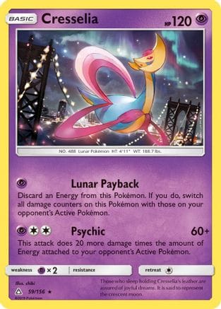 'Pokemon - 'Cresselia 059/156  - Reverse Holofoil SM  Ultra Prism - Holo Rare