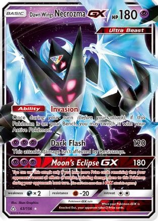 'Pokemon - 'Dawn Wings Necrozma GX 063/156  - Holofoil SM  Ultra Prism - Ultra Rare