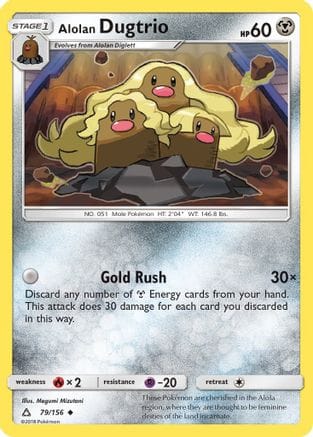 'Pokemon - 'Alolan Dugtrio 079/156  - Reverse Holofoil SM  Ultra Prism - Uncommon