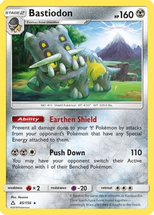 'Pokemon - 'Bastiodon 085/156  - Holofoil SM  Ultra Prism - Holo Rare