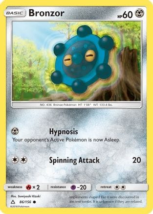'Pokemon - 'Bronzor 086/156  - Reverse Holofoil SM  Ultra Prism - Common