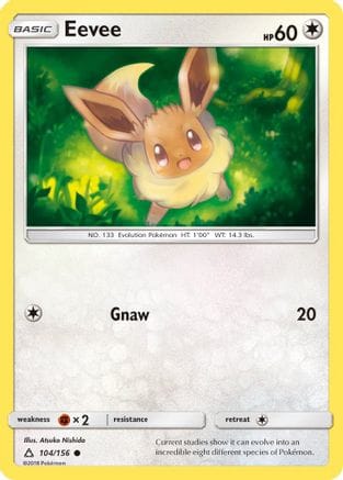 'Pokemon - 'Eevee (104) 104/156  SM  Ultra Prism - Common