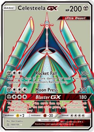 'Pokemon - 'Celesteela GX (Full Art) 144/156  - Holofoil SM  Ultra Prism - Ultra Rare