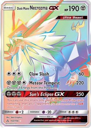 'Pokemon - 'Dusk Mane Necrozma GX (Secret Rare) 163  - Holofoil SM  Ultra Prism - Secret Rare