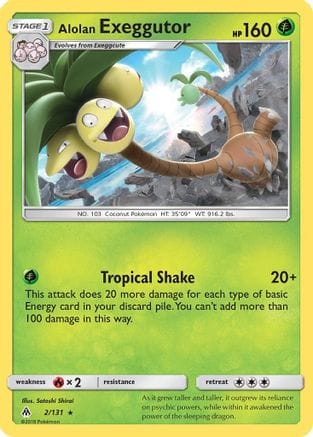 'Pokemon - 'Alolan Exeggutor 002/131  - Reverse Holofoil SM  Forbidden Light - Rare
