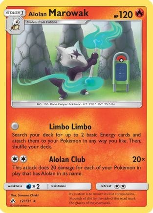 'Pokemon - 'Alolan Marowak 012/131  SM  Forbidden Light - Rare