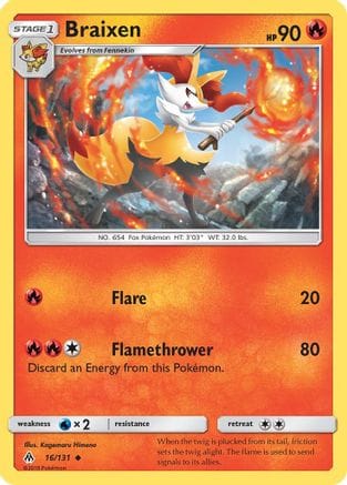 'Pokemon - 'Braixen 016  SM  Forbidden Light - Uncommon