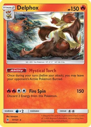 'Pokemon - 'Delphox 017/131  - Holofoil SM  Forbidden Light - Holo Rare