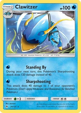 'Pokemon - 'Clawitzer 026  SM  Forbidden Light - Rare