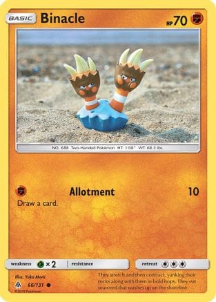 'Pokemon - 'Binacle 066/131  - Reverse Holofoil SM  Forbidden Light - Common