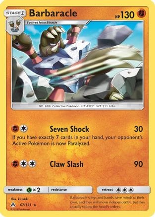 'Pokemon - 'Barbaracle 067  - Reverse Holofoil SM  Forbidden Light - Rare