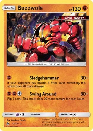 'Pokemon - 'Buzzwole 077/131  SM  Forbidden Light - Rare