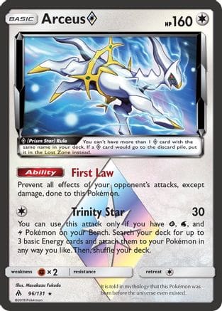 'Pokemon - 'Arceus Prism Star 096/131  - Holofoil SM  Forbidden Light - Prism Rare