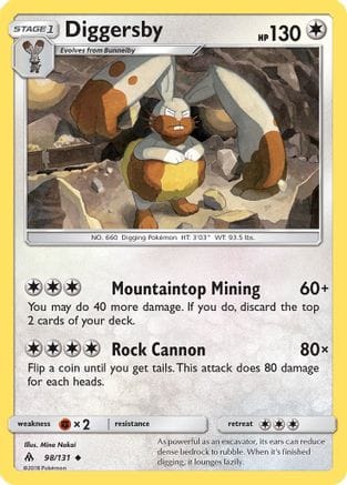 'Pokemon - 'Diggersby 098  - Reverse Holofoil SM  Forbidden Light - Uncommon