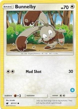 'Pokemon - 'Bunnelby (4) 087  SM Trainer Kit Alolan Sandslash & Alolan Ninetales - Common