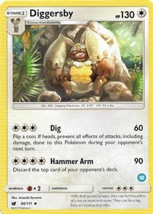 'Pokemon - 'Diggersby (18) 088  SM Trainer Kit Alolan Sandslash & Alolan Ninetales - Uncommon