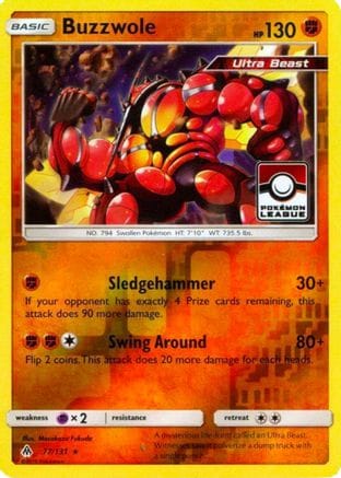 'Pokemon - 'Buzzwole 077/131  - Reverse Holofoil League & Championship Cards - Promo