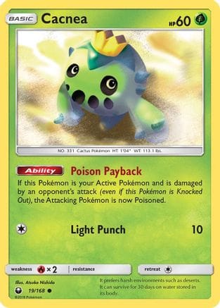 'Pokemon - 'Cacnea 019  - Reverse Holofoil SM  Celestial Storm - Common
