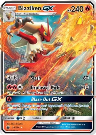 'Pokemon - 'Blaziken GX 028/168  - Holofoil SM  Celestial Storm - Ultra Rare