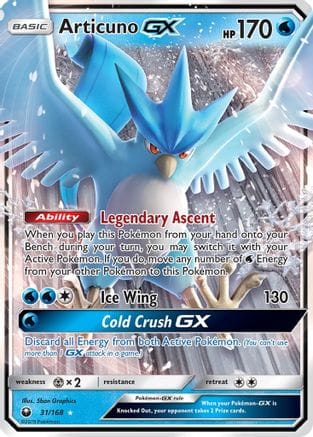'Pokemon - 'Articuno GX 031/168  - Holofoil SM  Celestial Storm - Ultra Rare