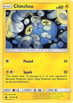 'Pokemon - 'Chinchou 049/168  - Reverse Holofoil SM  Celestial Storm - Common