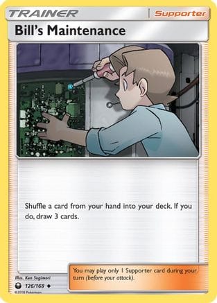 'Pokemon - 'Bill's Maintenance 126/168  - Reverse Holofoil SM  Celestial Storm - Uncommon