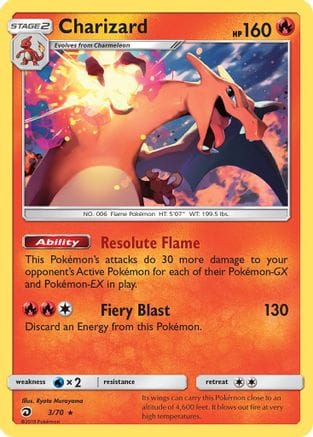 'Pokemon - 'Charizard 003/70  - Reverse Holofoil Dragon Majesty - Holo Rare