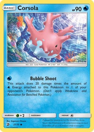 'Pokemon - 'Corsola 027/70  - Reverse Holofoil Dragon Majesty - Common