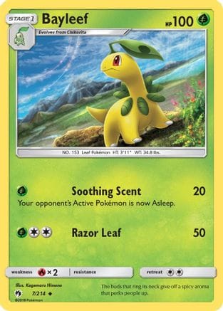 'Pokemon - 'Bayleef 007/214  - Reverse Holofoil SM  Lost Thunder - Uncommon