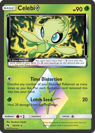 'Pokemon - 'Celebi Prism Star 019/214  - Holofoil SM  Lost Thunder - Prism Rare