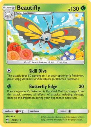 'Pokemon - 'Beautifly 026  - Reverse Holofoil SM  Lost Thunder - Rare