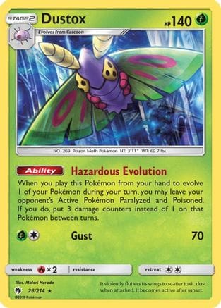'Pokemon - 'Dustox 028  - Reverse Holofoil SM  Lost Thunder - Rare