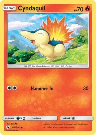 'Pokemon - 'Cyndaquil (40) 040/214  SM  Lost Thunder - Common