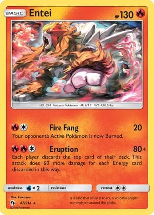 'Pokemon - 'Entei 047  SM  Lost Thunder - Rare