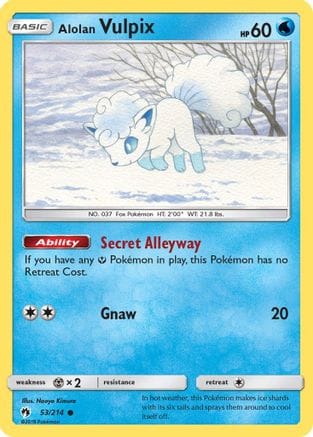 'Pokemon - 'Alolan Vulpix 053/214  - Reverse Holofoil SM  Lost Thunder - Common