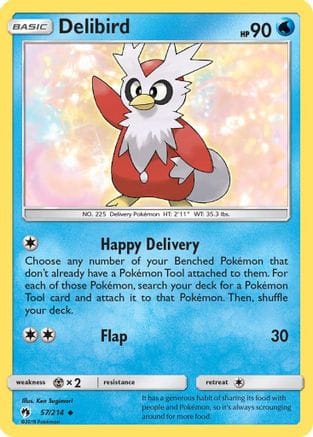 'Pokemon - 'Delibird 057/214  - Reverse Holofoil SM  Lost Thunder - Uncommon