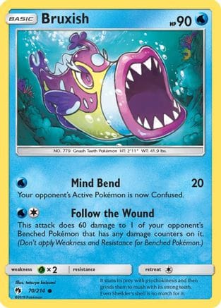 'Pokemon - 'Bruxish 070/214  - Reverse Holofoil SM  Lost Thunder - Common