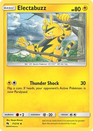 'Pokemon - 'Electabuzz 071  - Reverse Holofoil SM  Lost Thunder - Uncommon