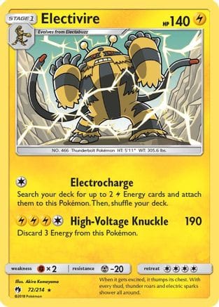 'Pokemon - 'Electivire 072  SM  Lost Thunder - Rare