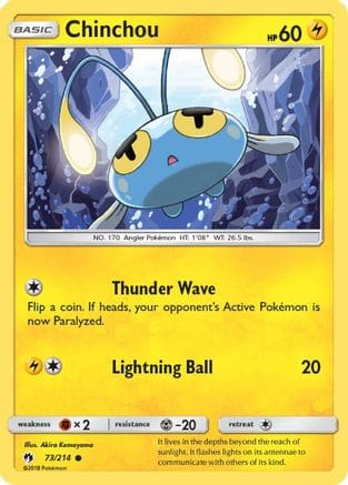 'Pokemon - 'Chinchou 073  SM  Lost Thunder - Common