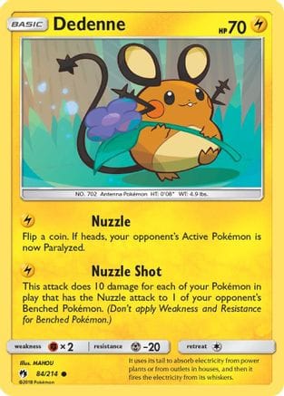 'Pokemon - 'Dedenne (84) 084/214  - Reverse Holofoil SM  Lost Thunder - Common