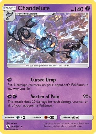 'Pokemon - 'Chandelure 103/214  - Reverse Holofoil SM  Lost Thunder - Holo Rare