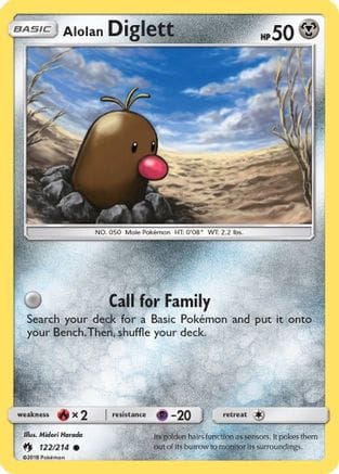 'Pokemon - 'Alolan Diglett 122/214  - Reverse Holofoil SM  Lost Thunder - Common