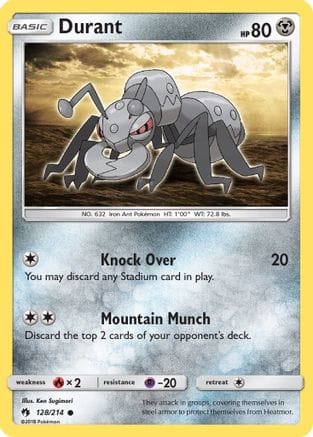 'Pokemon - 'Durant 128/214  - Reverse Holofoil SM  Lost Thunder - Common