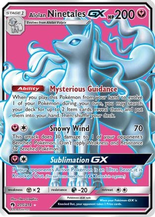 'Pokemon - 'Alolan Ninetales GX (Full Art) 205  - Holofoil SM  Lost Thunder - Ultra Rare